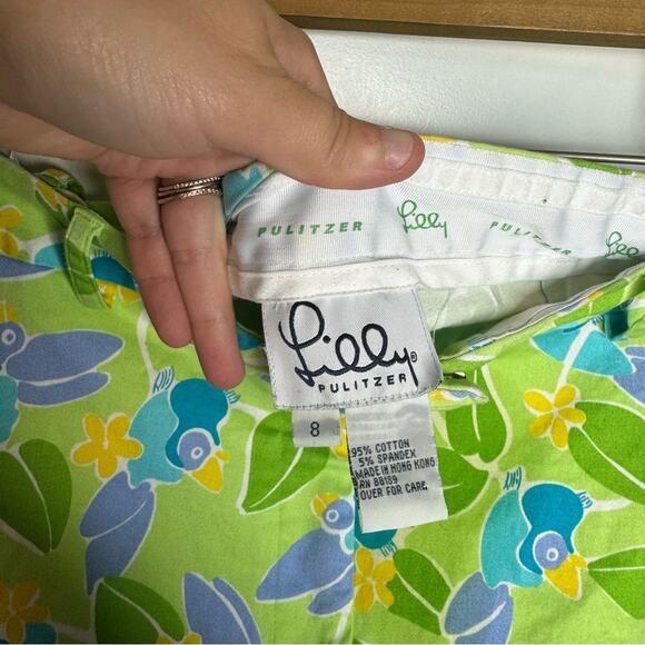 Vintage Lilly Pulitzer Too Jays Toucan Green Tropical Print Bermuda Short Resort - Picture 4 of 5